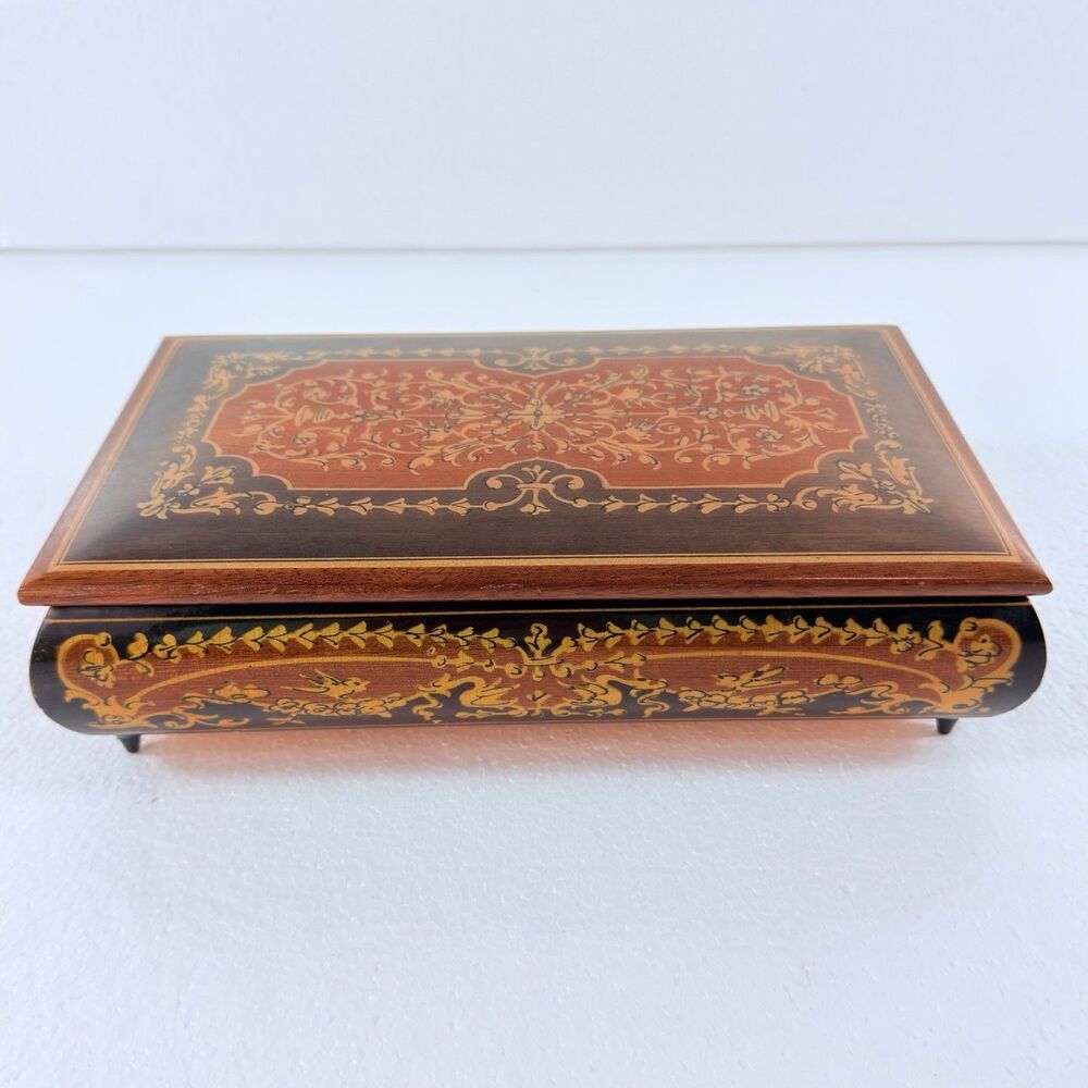 VTG Reuge Music Box Italian Inlaid Wood Jewelry Swiss Movement "Close To You"